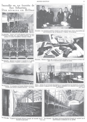 Incendio frontón Moderno de Donosti - Mundo Gráfico 1933